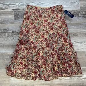 Y2K Ruffle Floral Midi Skirt // Chaps M NWT